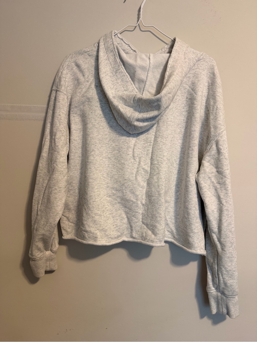 Nike Women’s Heather Gray Cropped Hoodie with Swoosh - Picture 3 of 3